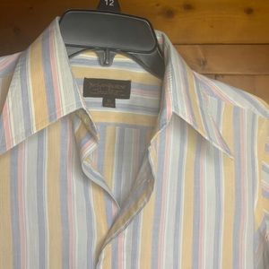 YSL Mens Pastel Stripe Button Down Shirt 15 32/33
